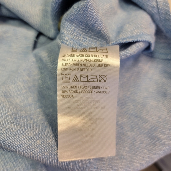 Susan Graver Pure Regular Linen Blend Button Front Shirt Dress Blue Size XXS - Picture 3 of 5